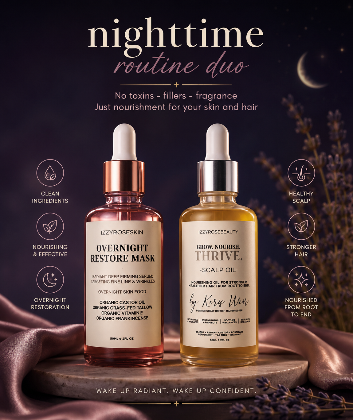 The Night Repair Duo 🌙 Your overnight recovery routine hair + skin. ✨ Replace your 20 products with two that actually work